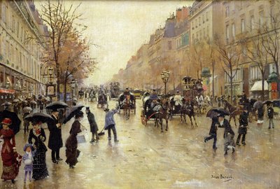 Boulevard Poissonnière sous la pluie, vers 1885 - Jean Beraud